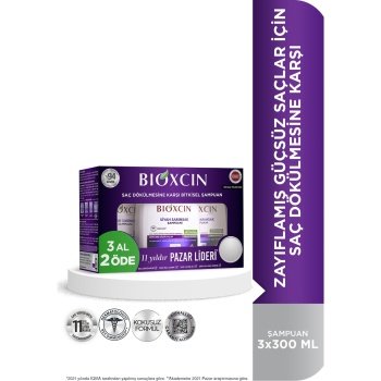 Bioxcin Saç Dökülmesine Karşı Siyah Sarımsak Şampuanı 300 ml (3 al 2 öde)